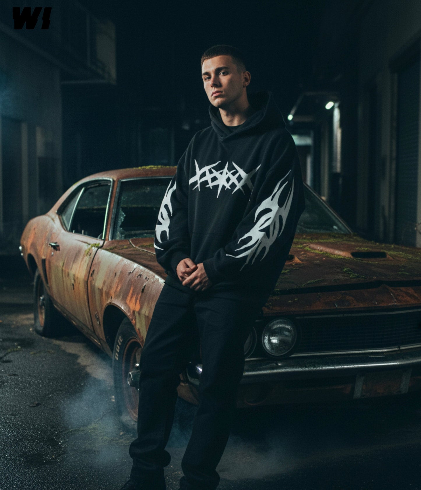 Gothic Black Star Oversized Hoodie