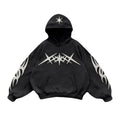 Gothic Black Star Oversized Hoodie – streetwear hoodie with gothic star graphic, premium cotton fabric, and oversized relaxed fit.