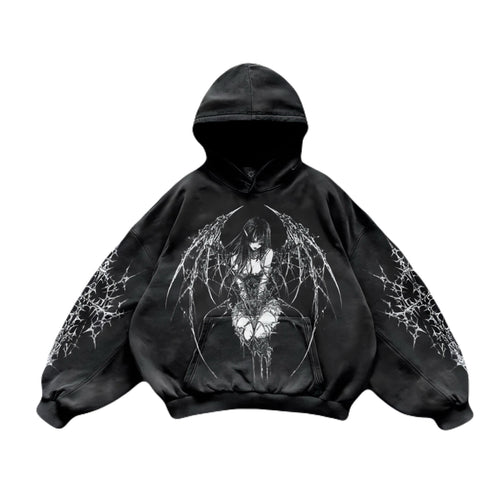 Angel-Core Streetwear Oversized Hoodie – premium cotton oversized hoodie with angel-inspired streetwear design and relaxed urban fit.