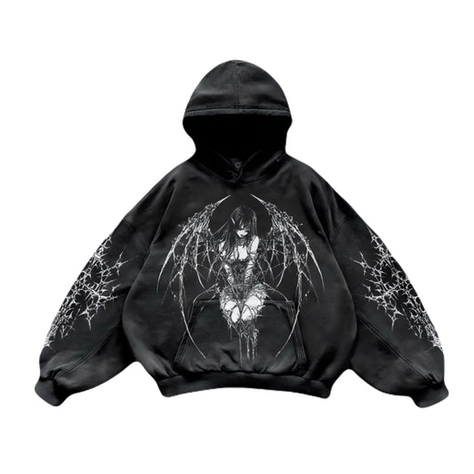 Angel-Core Streetwear Oversized Hoodie – premium cotton oversized hoodie with angel-inspired streetwear design and relaxed urban fit.