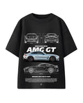 Oversized T-shirt featuring striking AMG GT graphics, blending luxury performance car aesthetics with bold streetwear style.