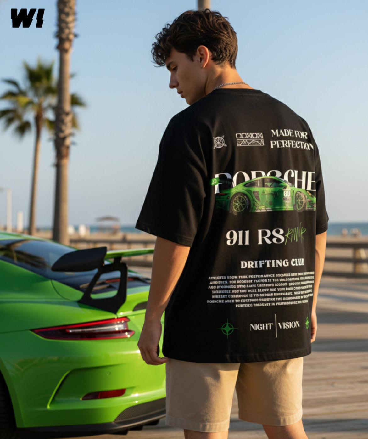 Porsche 911 Rs Rawr Green Oversized T-Shirt